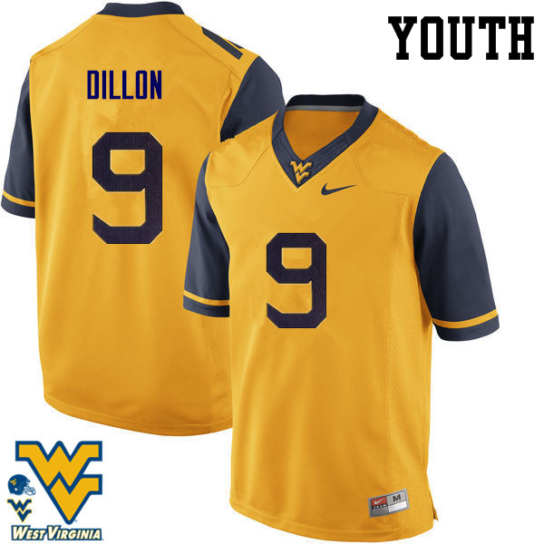 NCAA Youth K.J. Dillon West Virginia Mountaineers Gold #9 Nike Stitched Football College Authentic Jersey KU23V72YR